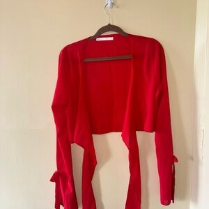Miss Lola Red Blouse with Flowing Design